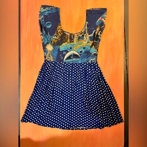 Blue Star Wars Polka Dot Dress - Picture 3 of 4